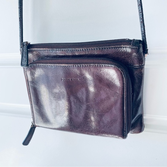 DOLCE VITA BROWN LEATHER CROSSBODY LEATHER WOMEN CARD HOLDER BAG - Picture 16 of 16